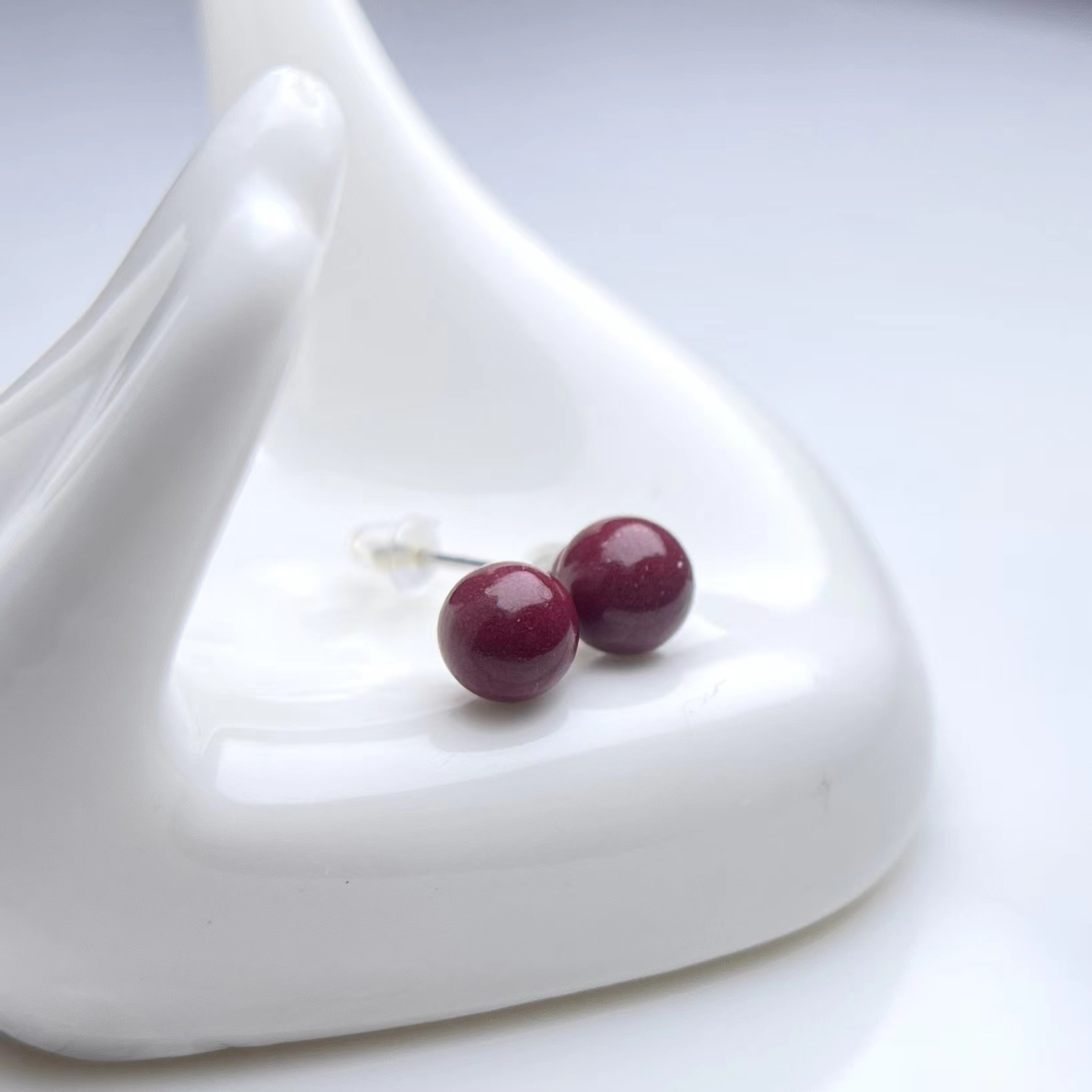 含辰砂工艺品朱砂耳饰（精致款）玉美人菲菲#S925朱砂耳坠