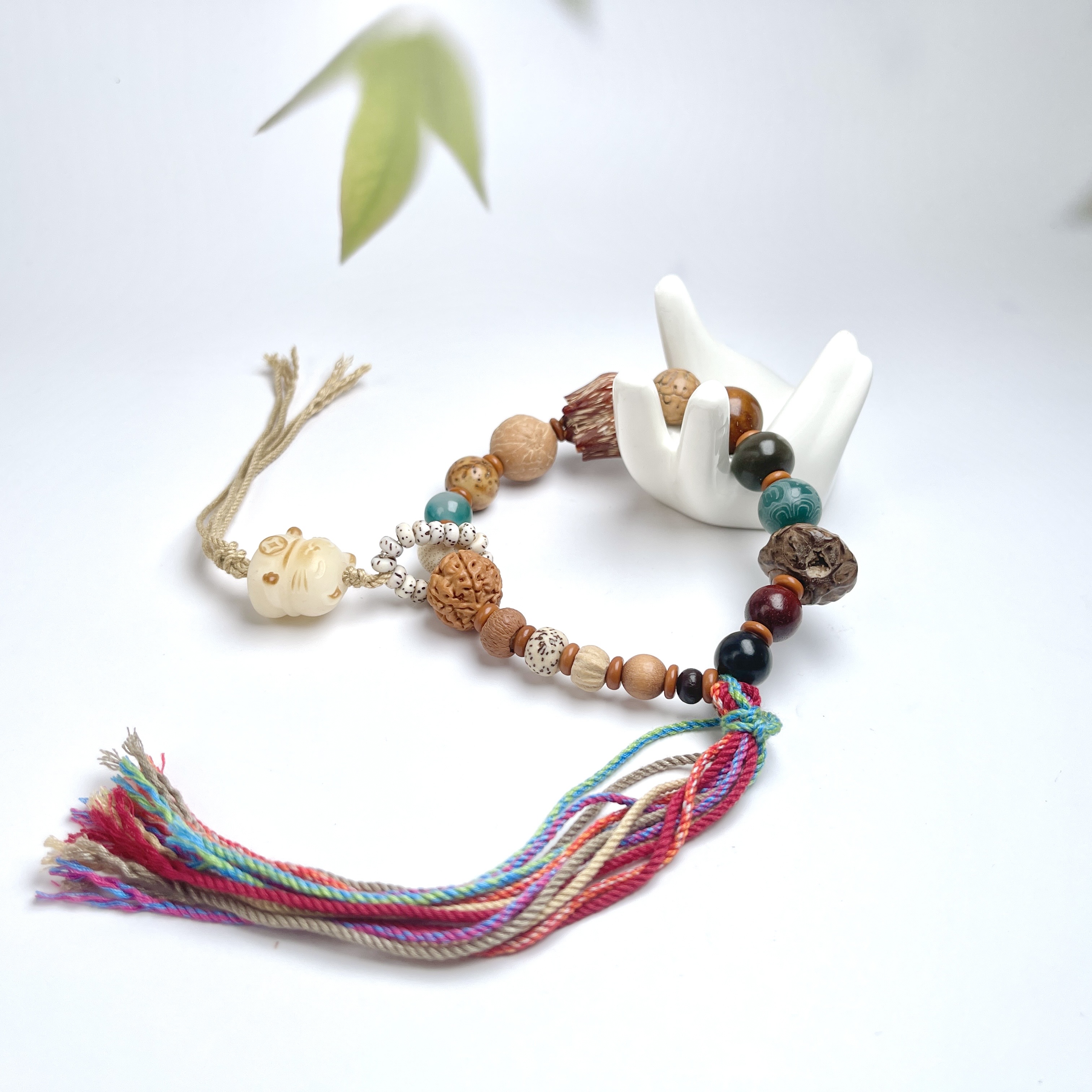 非金属木质手链 玉美人菲菲~42656十八子单圈流苏手串