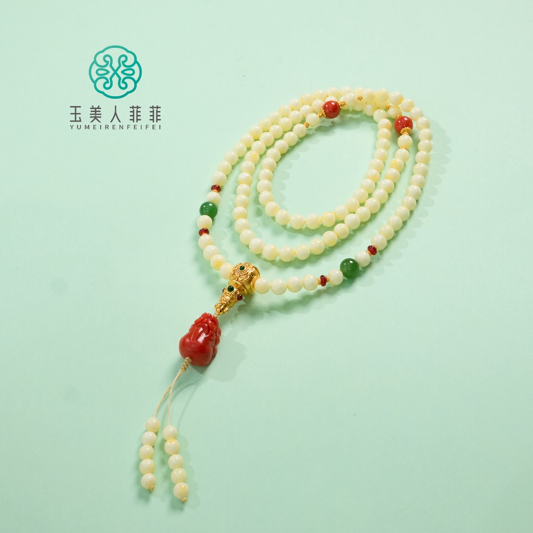菲菲珠宝好*S925蜜蜡项链约6mm