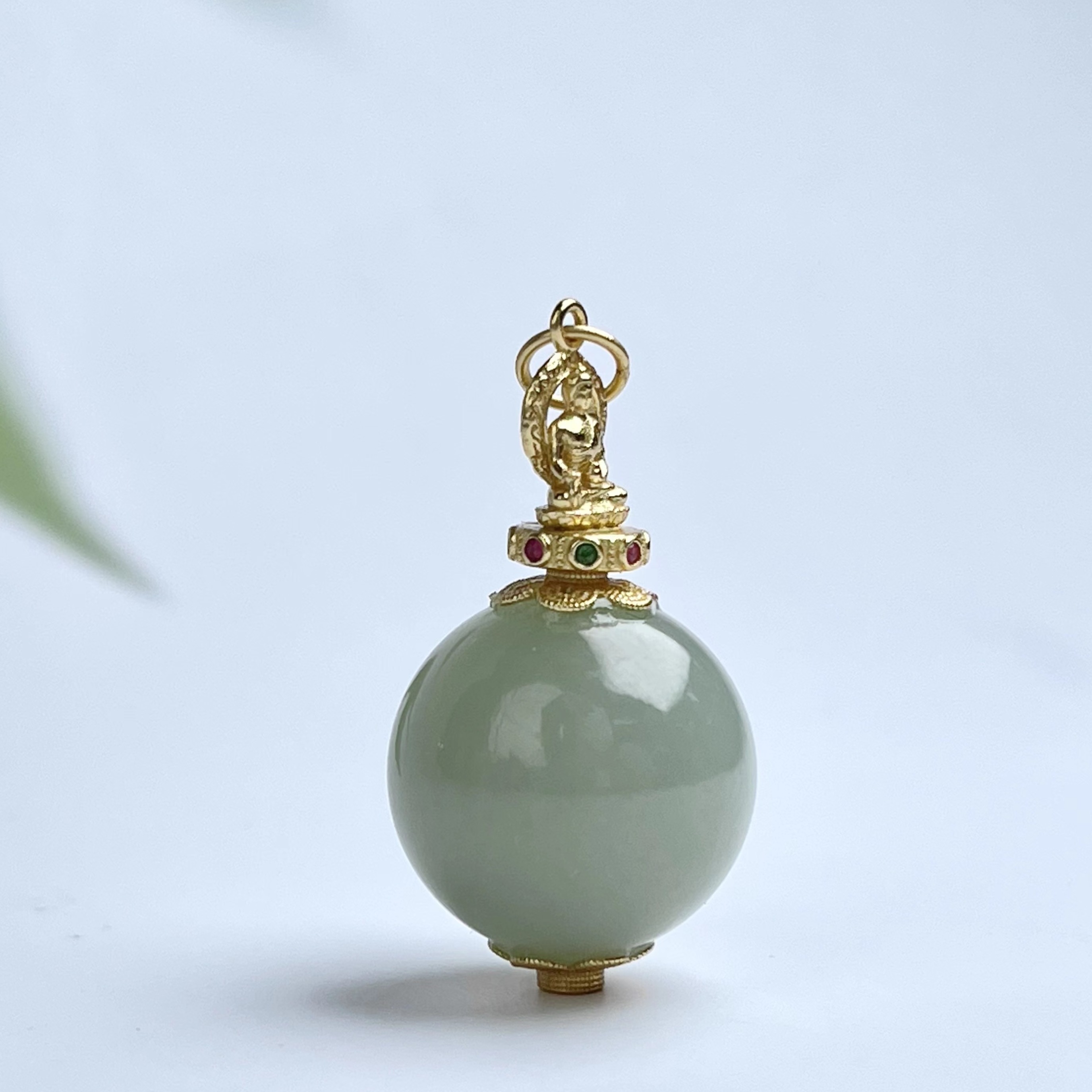 菲菲珠宝好*14938-S925和田玉吊坠约16mm