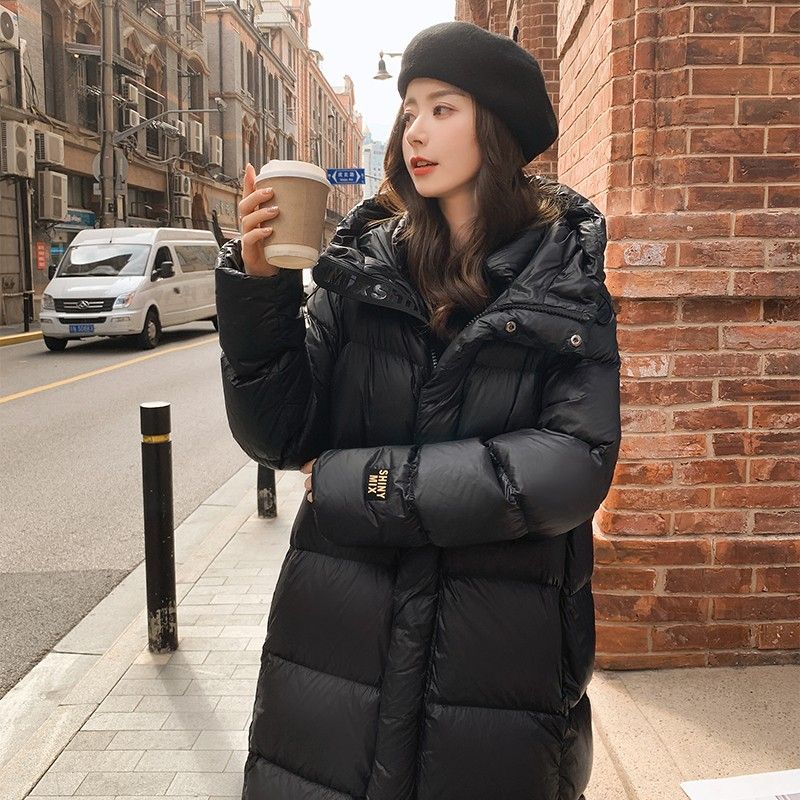 鸭鸭黑金羽绒服女长款秋冬2023新款过膝加厚免洗冬季中长款情侣外