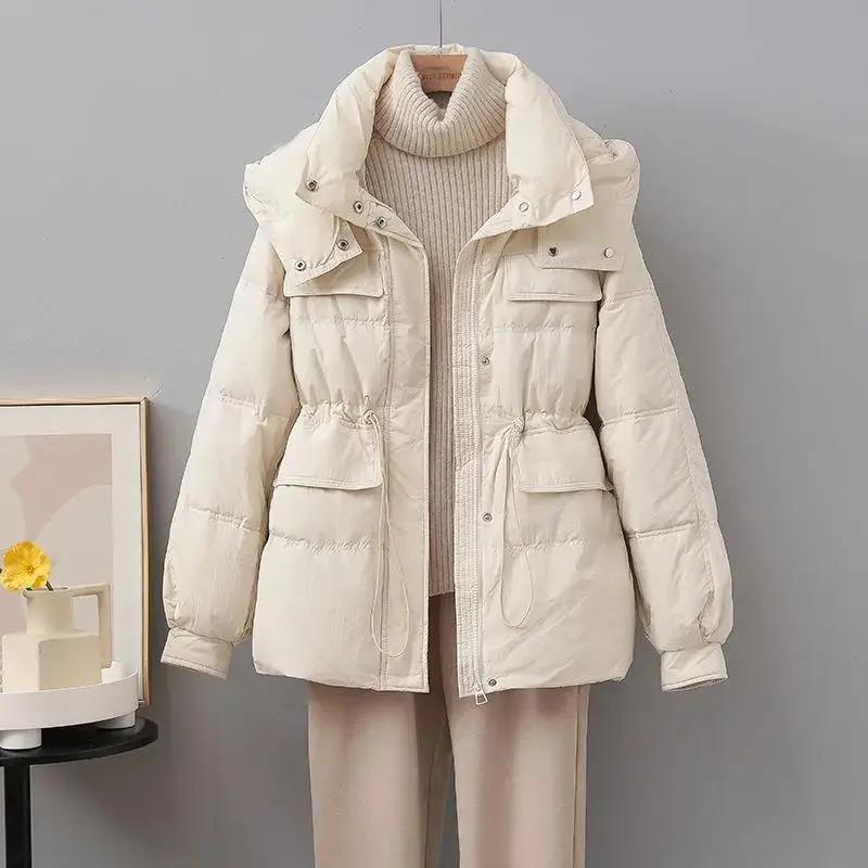东大门中长款羽绒服女冬季小个子收腰加厚显瘦韩版白鸭绒外
