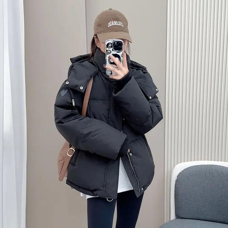 新款羽绒服反季羽绒服女短款2023年韩版连帽加厚收腰显瘦小个