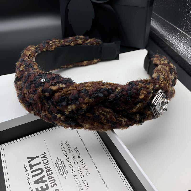 高档发箍百搭头饰发卡针织复古头箍窄边秋冬简约外出气质小香风