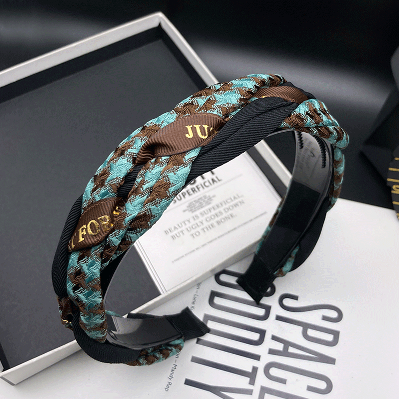 编织百搭压发带齿防滑头箍发箍发卡发捆宽边发夹外出时尚网红手工