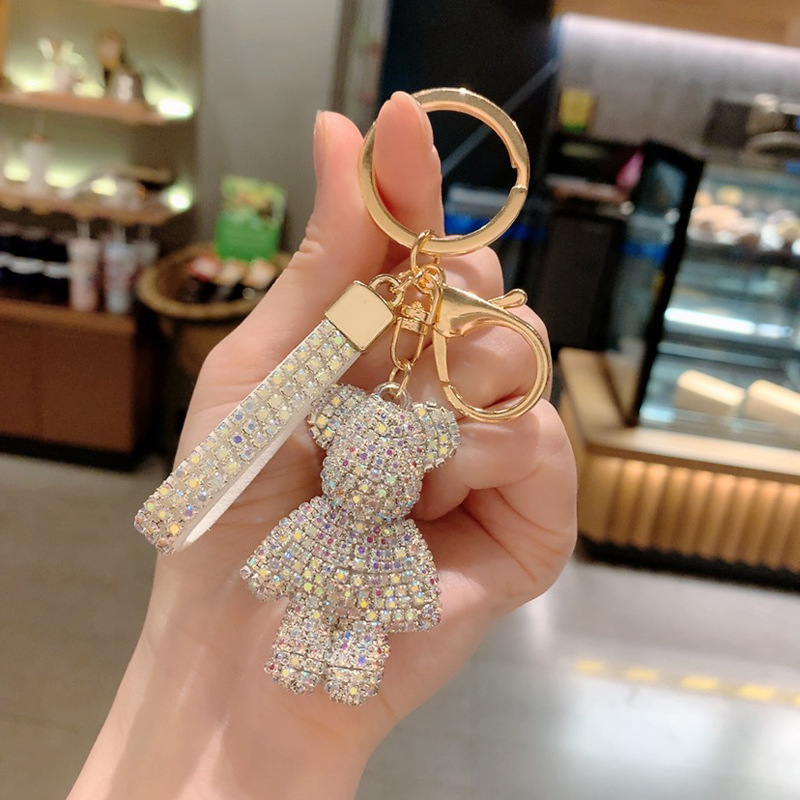 创意网红镶钻小熊钥匙扣女可爱创意精致小熊汽车钥匙挂件包挂饰