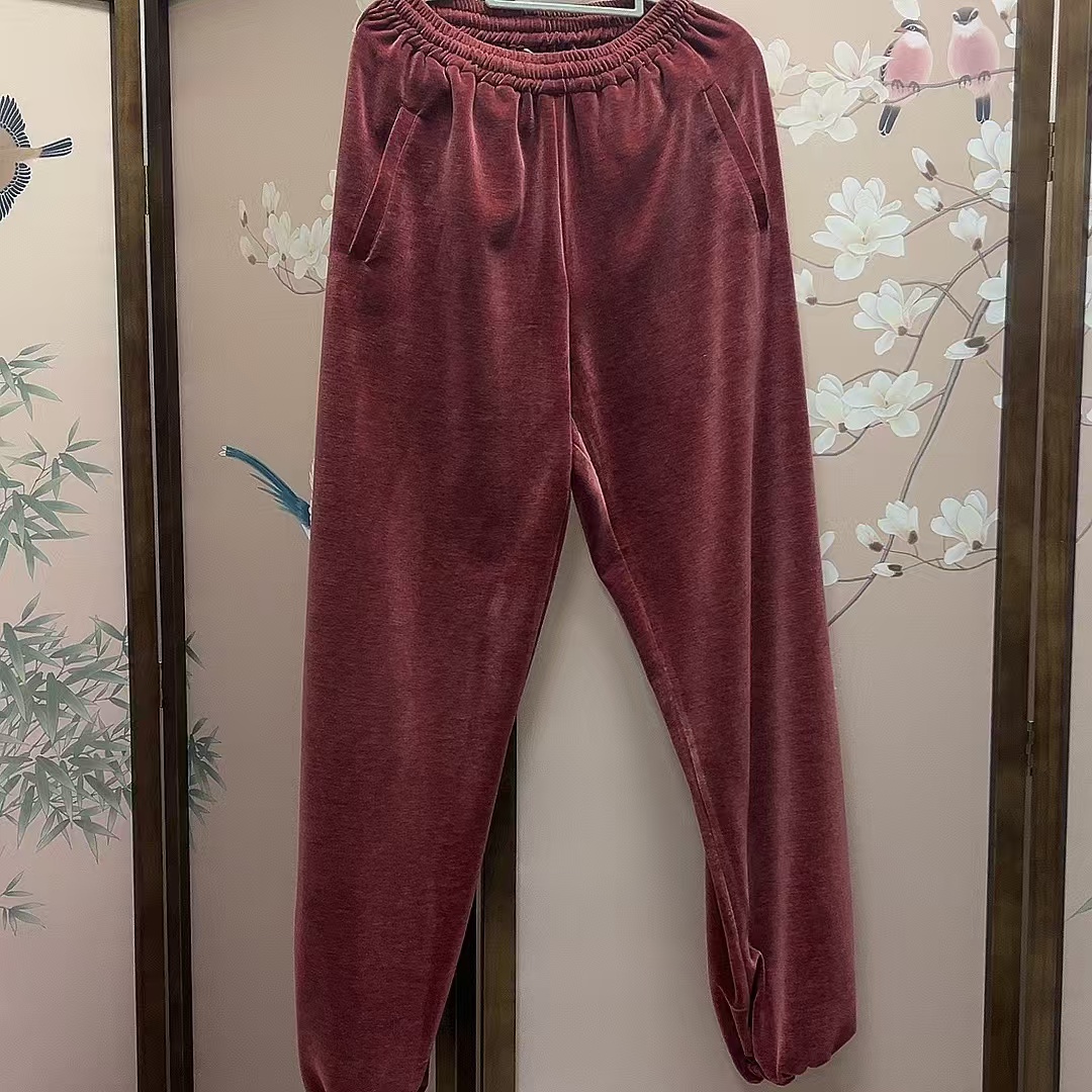 新款双面丝绒太极裤秋冬款女士高端加厚练功裤太极裤