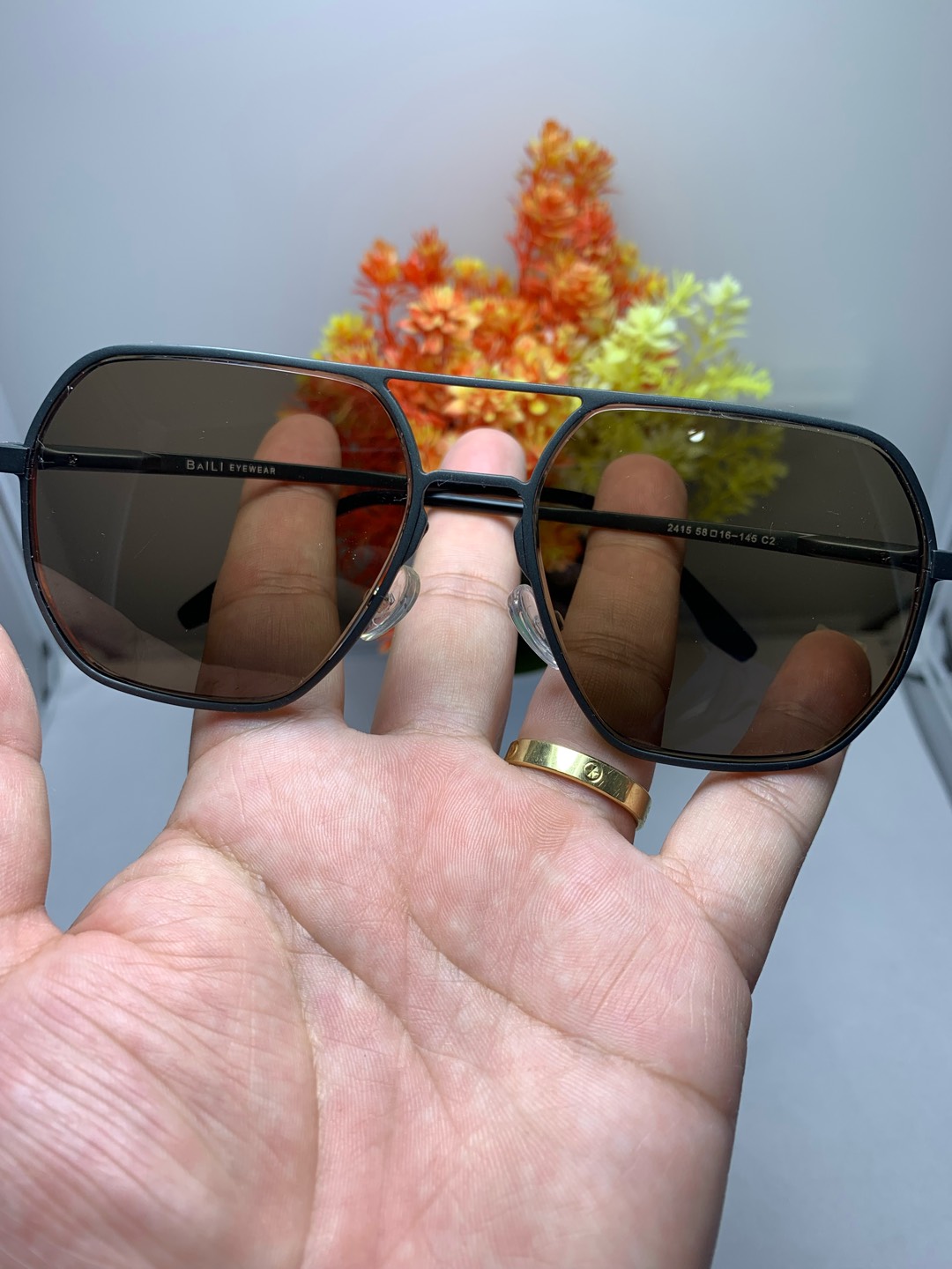 天然水晶石头眼镜纯钛遮阳镜茶色镜太阳镜石头镜镜片高档墨镜遮阳