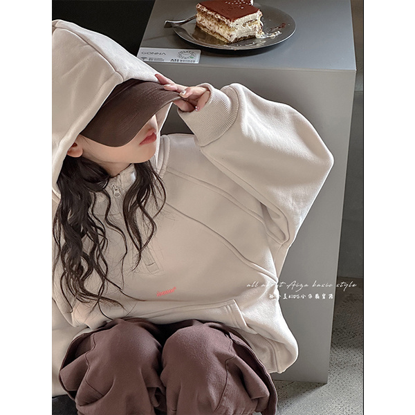 K23072重工韩国童装女童春秋连帽卫衣秋冬装新款儿童加绒上衣时髦