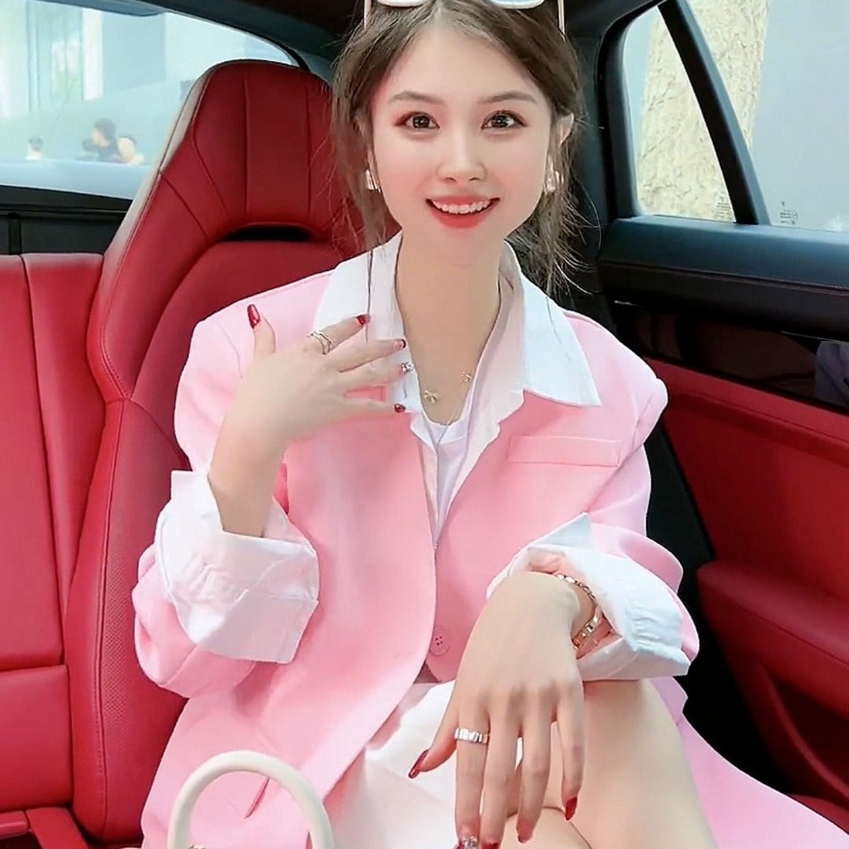 气质假两件西装外套女春夏小众设计感粉色冷淡系感洋气上衣潮