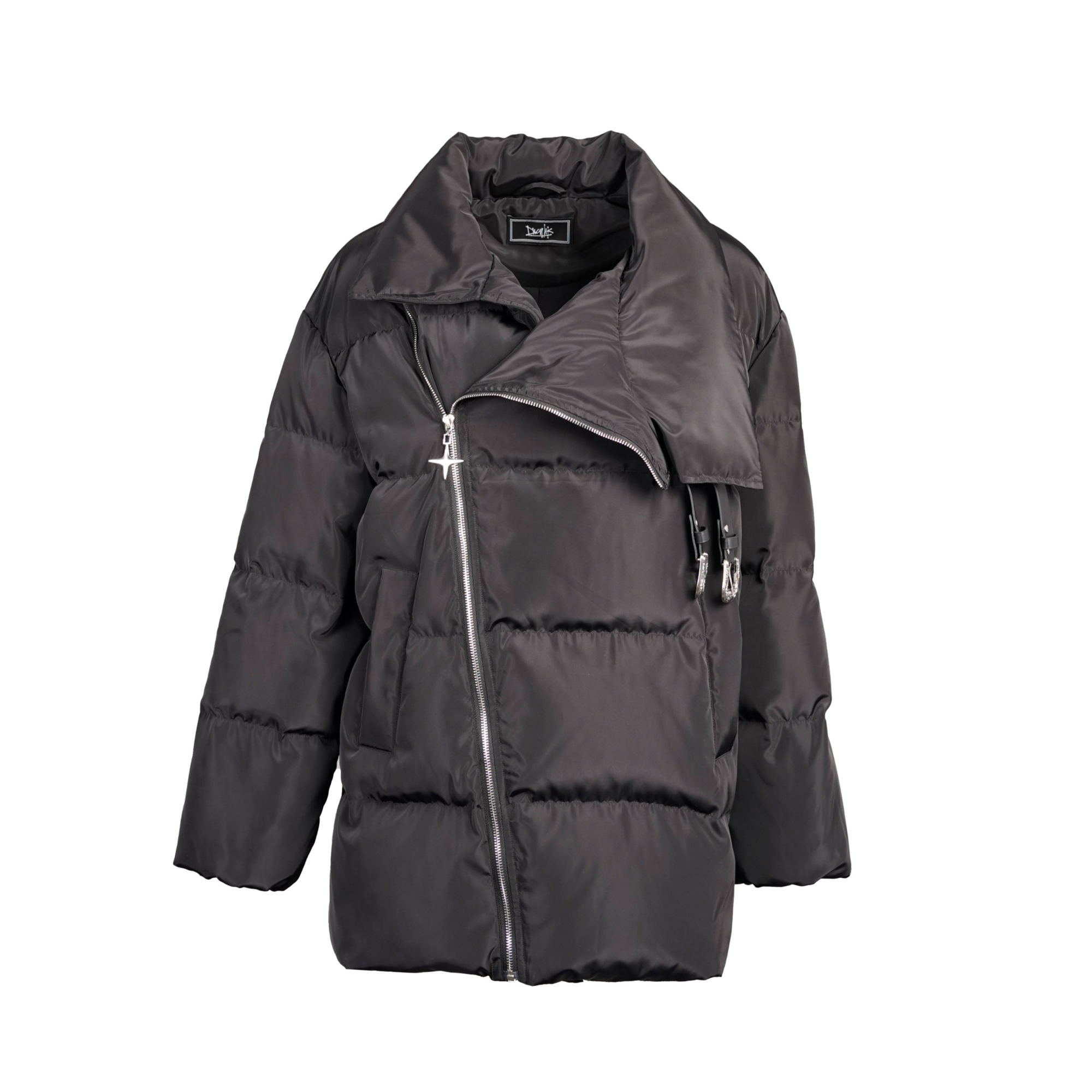 DNCY装饰扣羽绒女款短款时尚休闲百搭女士黑色冬季DA34309077