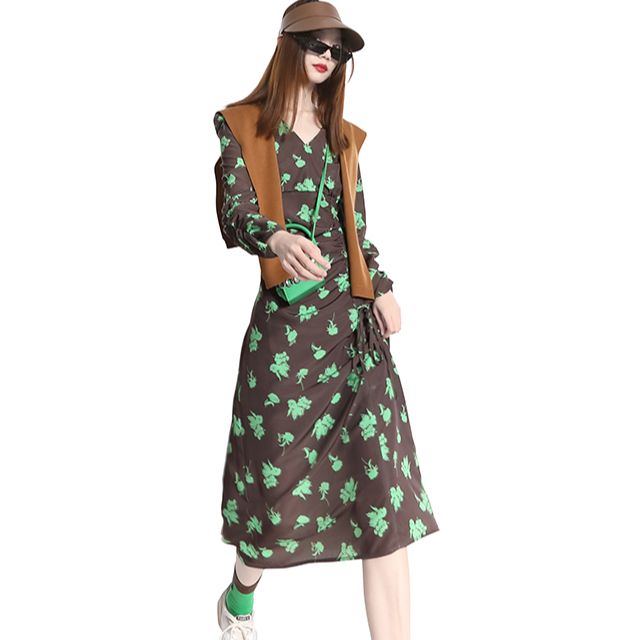 DNCY666碎花抽摺连衣裙DA33230183