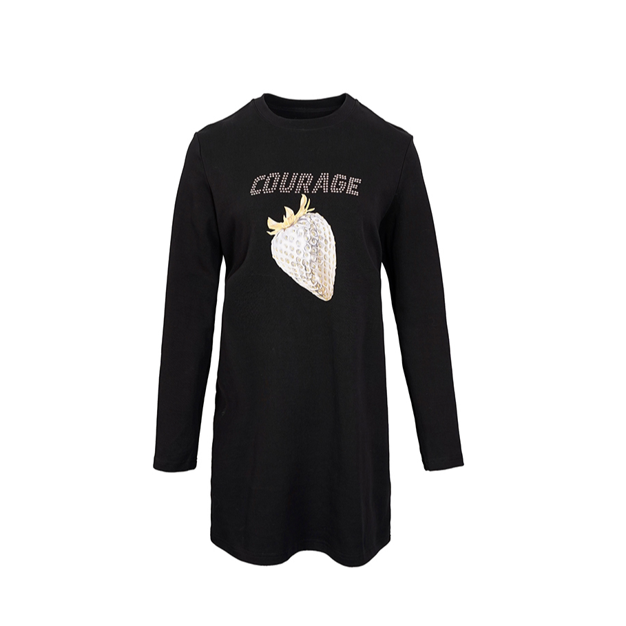 DNCY时尚百搭休闲草莓印花连衣裙-DA34230232