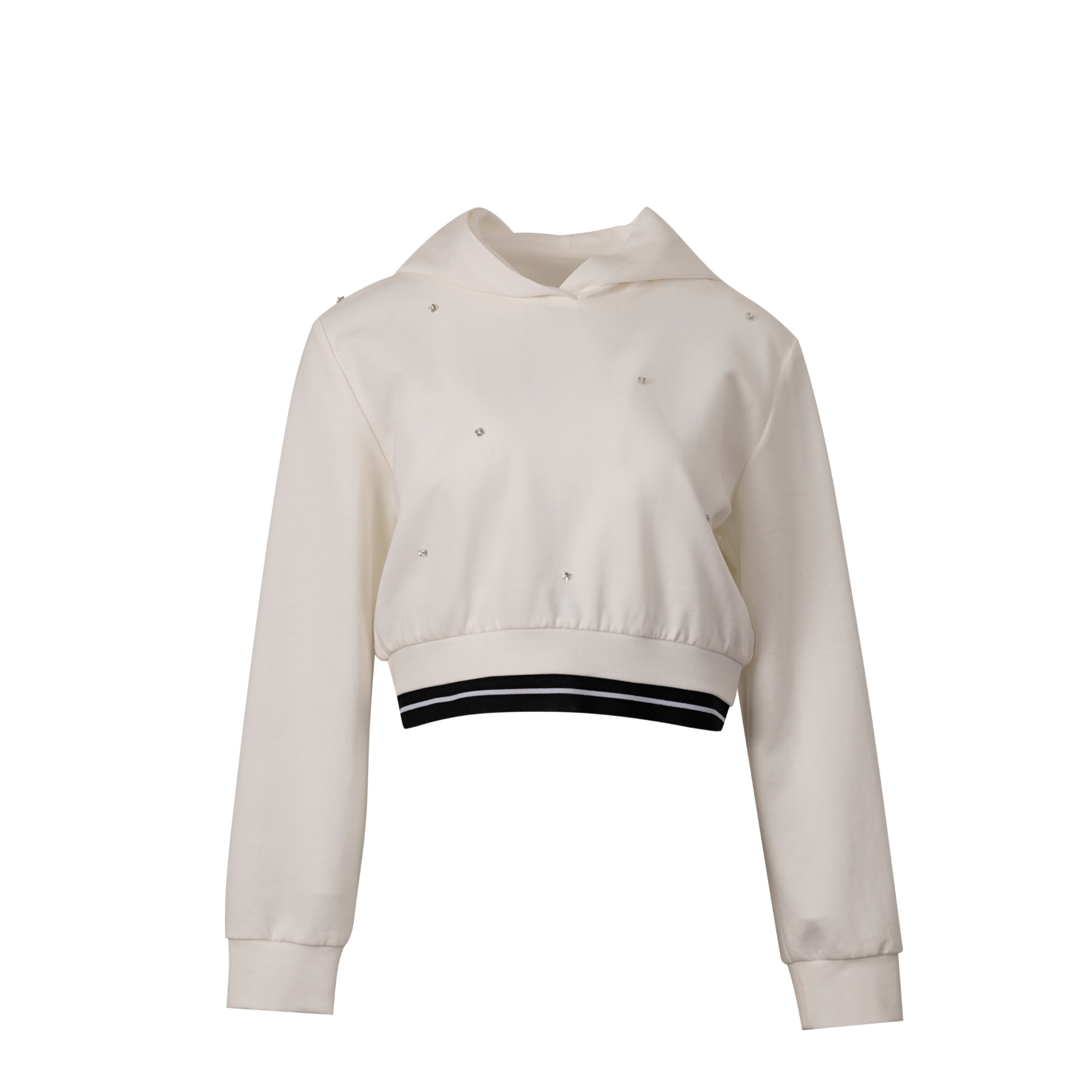 DNCY个性连帽针织衫女款长袖运动白色短款休闲女士DA41202121