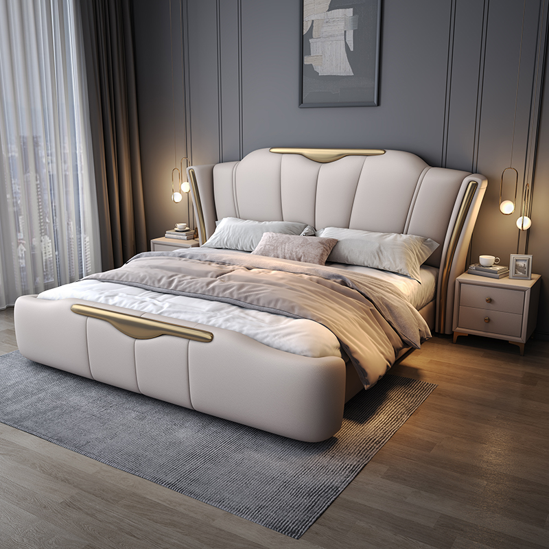 皮床现代简约双人床意式轻奢软靠主卧大床高端储物婚床