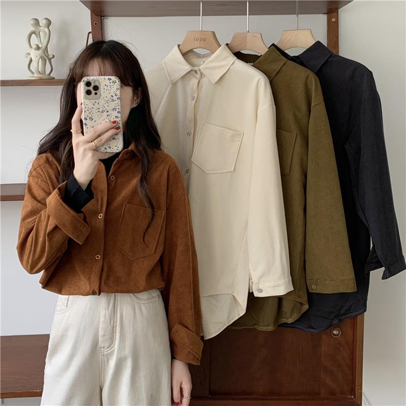 复古港味长袖衬衫女装早秋季新款小众设计感开衫外套洋气小衫上衣