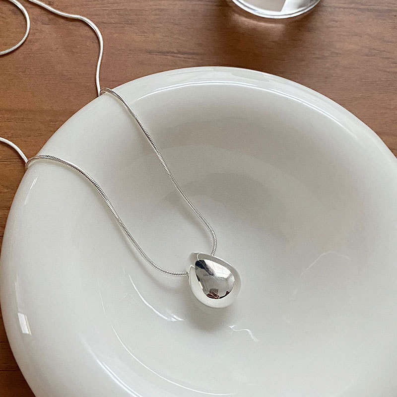 坠链均925银 个性水滴项链蛇骨链小众设计质感锁骨链韩国ins风 