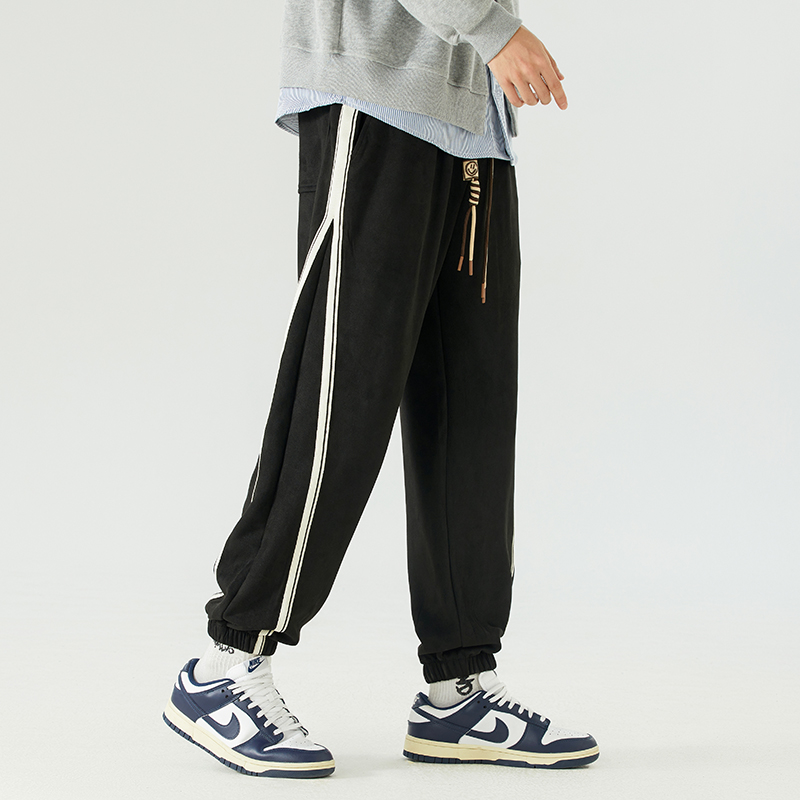 秋冬季绒长裤子男长裤男爆款休闲裤松裤子男女裤子港风束脚裤子