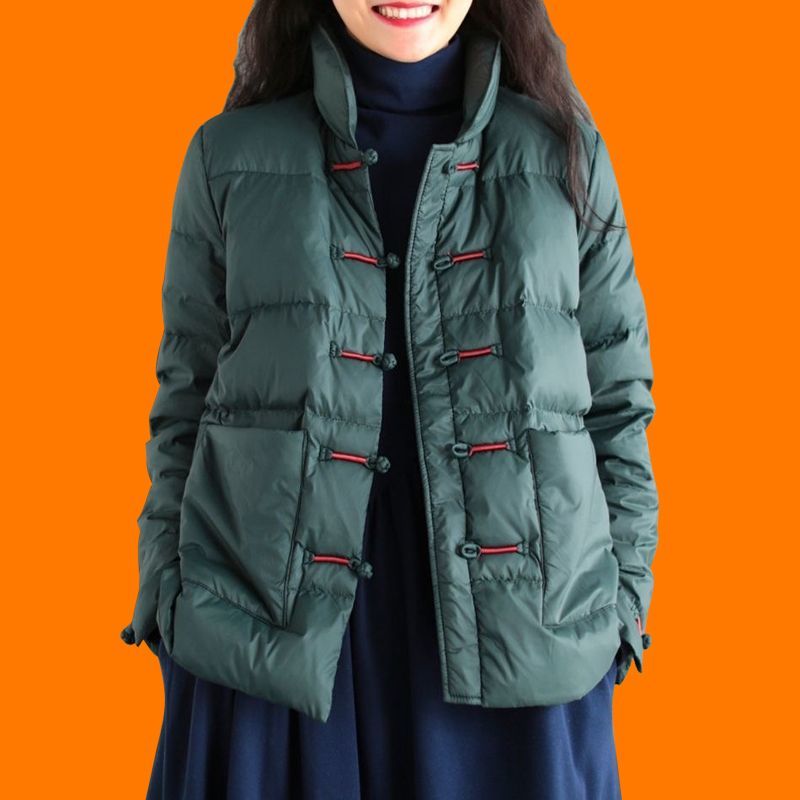 波司断码中国风复古盘扣羽绒服轻薄款棉服女宽松大码加厚立领冬季
