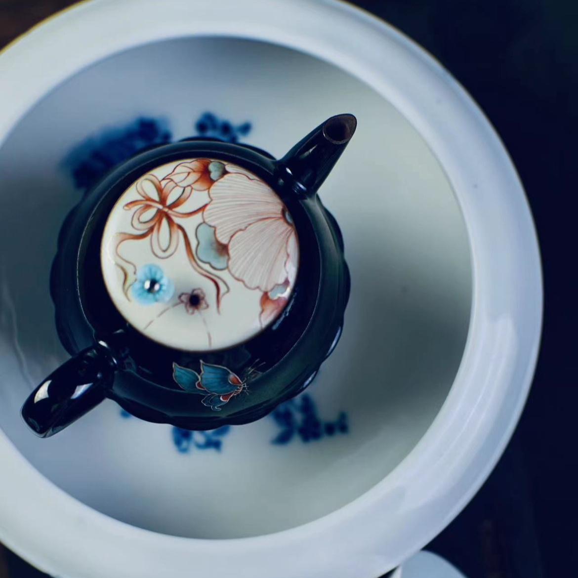 三秋月13-陶瓷大号家用大容量墨香生花壶景德镇纯手工泡茶壶茶具