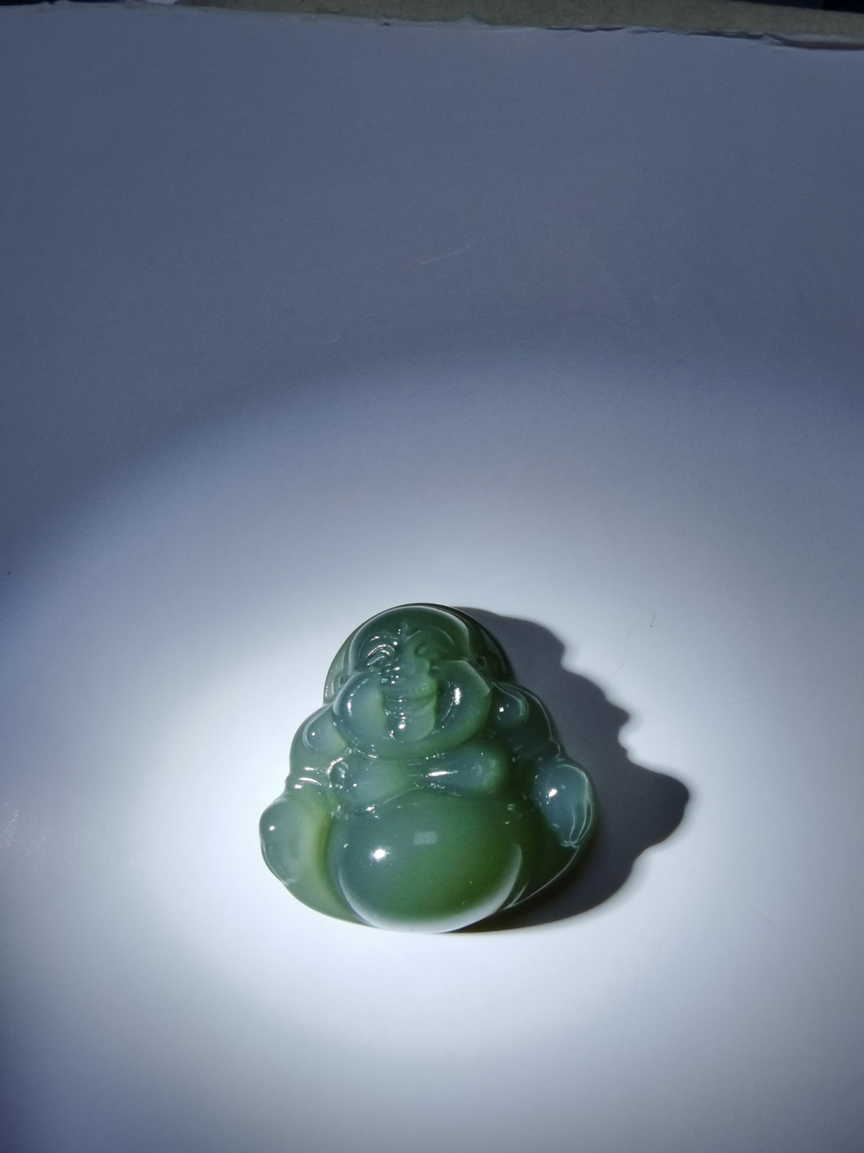 女款吊坠挂件时尚珠宝和田玉青海料湖水绿开心弥勒佛气质轻奢双面