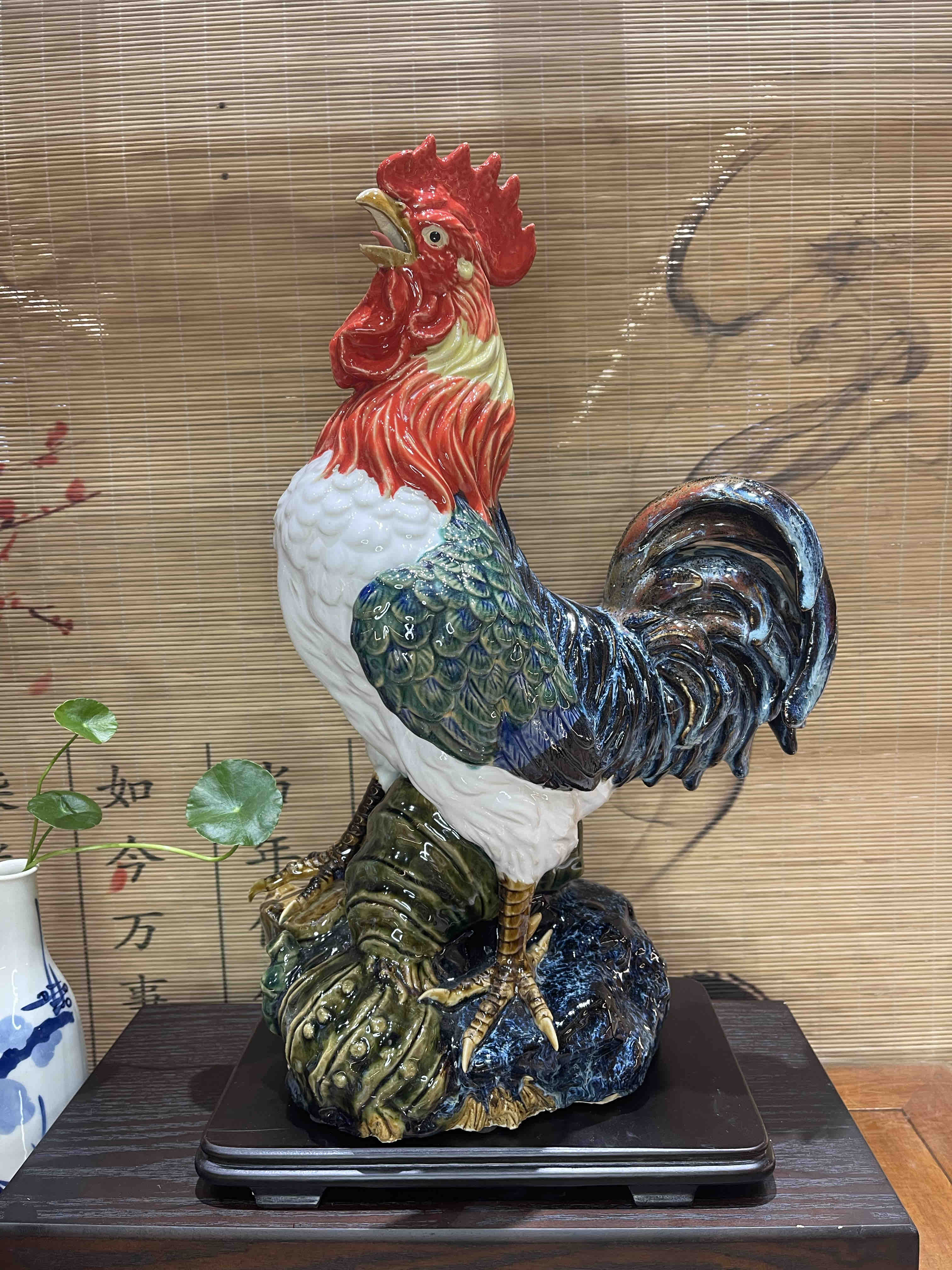 《一鸣天下应》公鸡手工制作陶瓷创意摆件；尺寸：30*16*44