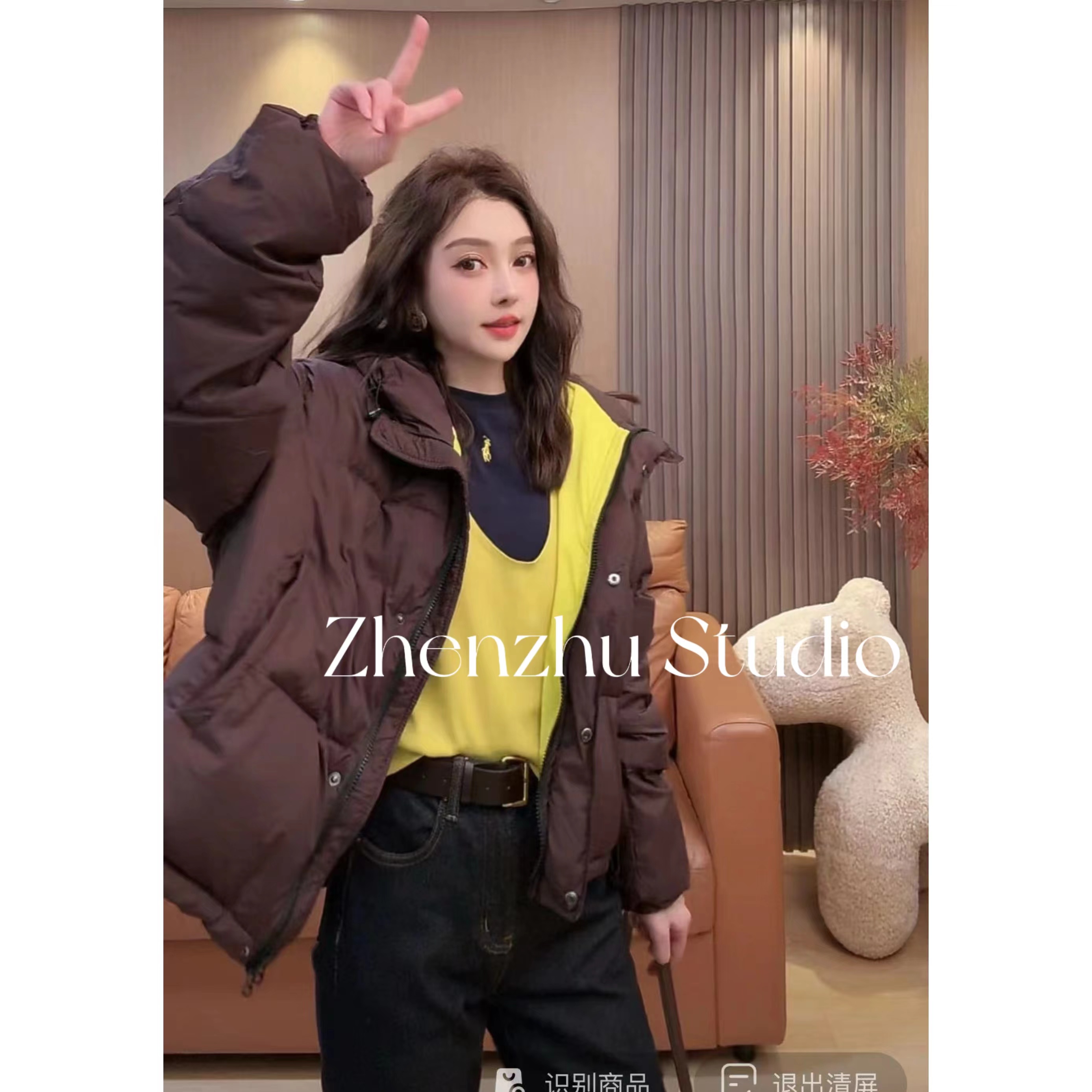 I28 撞色连帽面包服~加厚羽绒服 DI2899