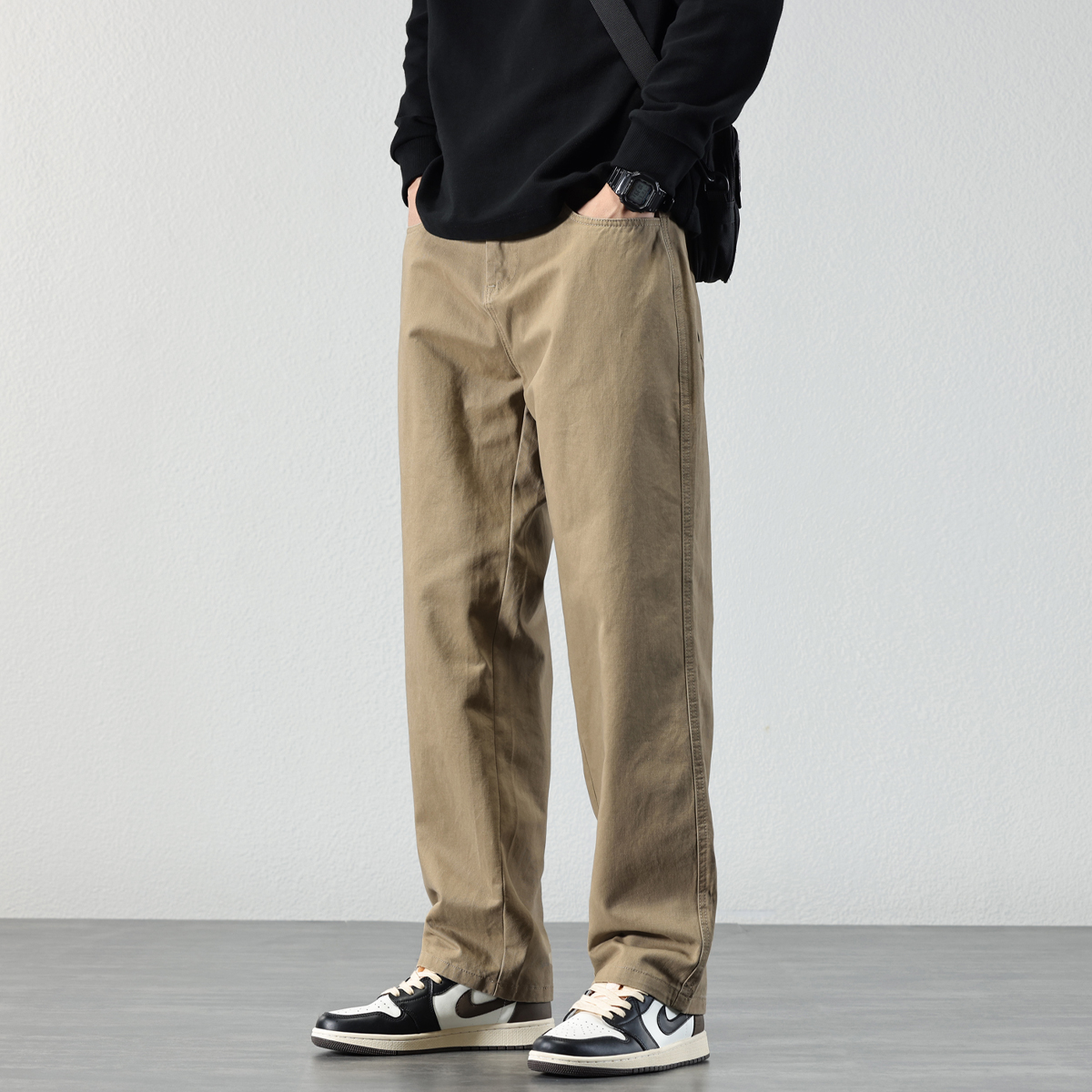 【小扬直播推荐】秋季简约休闲裤子男2023新款日系卡其工装长裤男