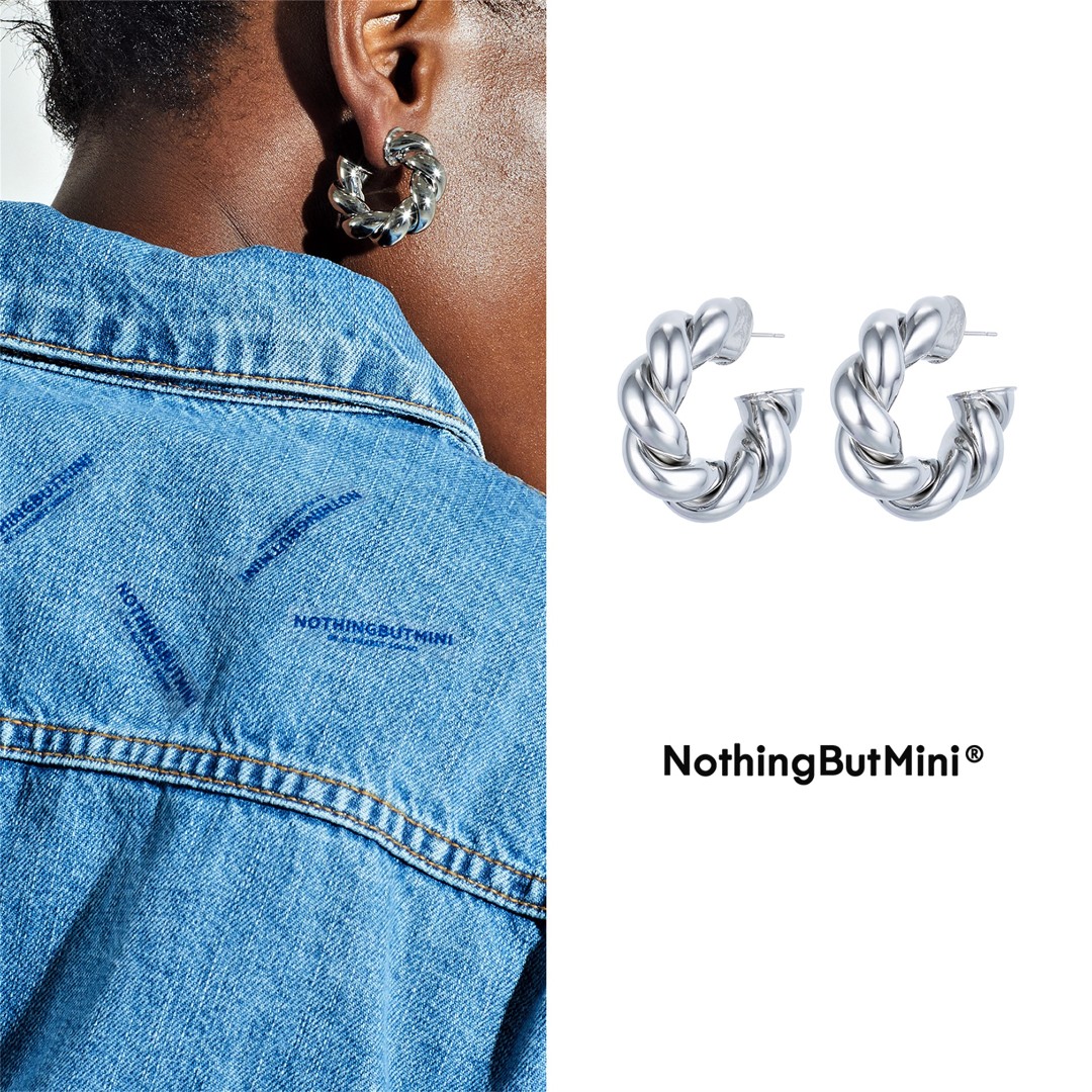 NothingButMini 铜合金硅胶耳饰 金属麻花耳环