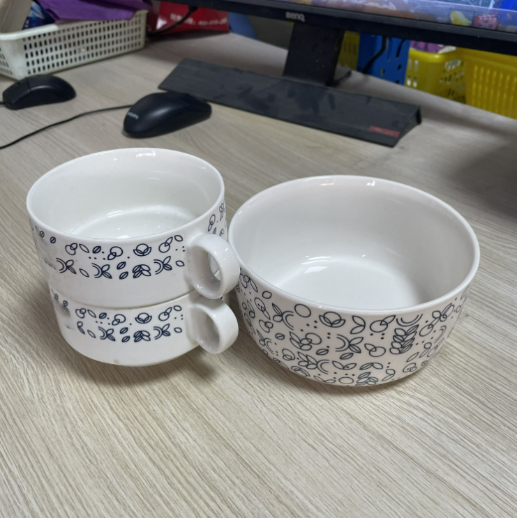 早餐碗 双耳碗 陶瓷碗 3件套