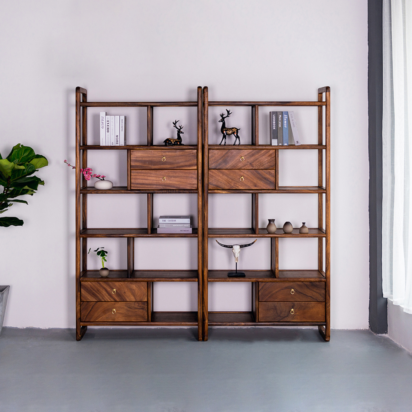 胡桃木星辰博古架新中式置物架展示柜家用客厅隔断多宝阁茶叶架子