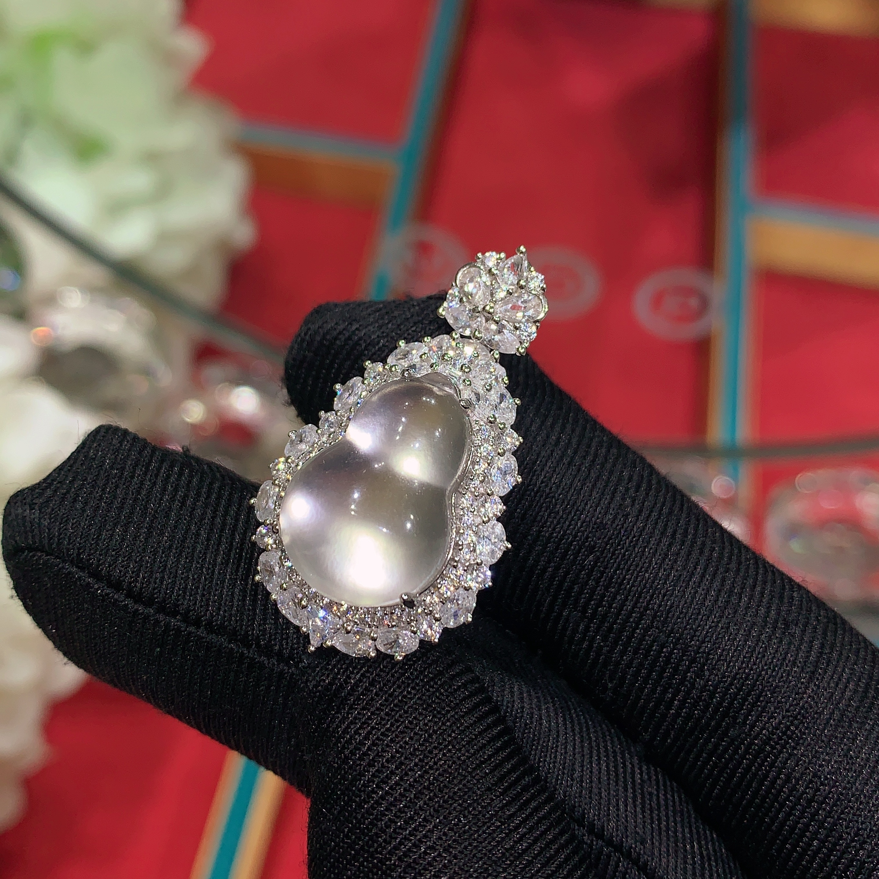 S925银镶嵌天然石英质玉葫芦吊坠时尚轻奢小众玉石百搭项链小挂件