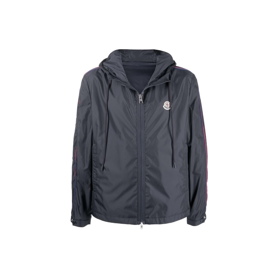 全新未使用 MONCLER 盟可睐LOGO贴片连帽夹克长袖外套男款深蓝色