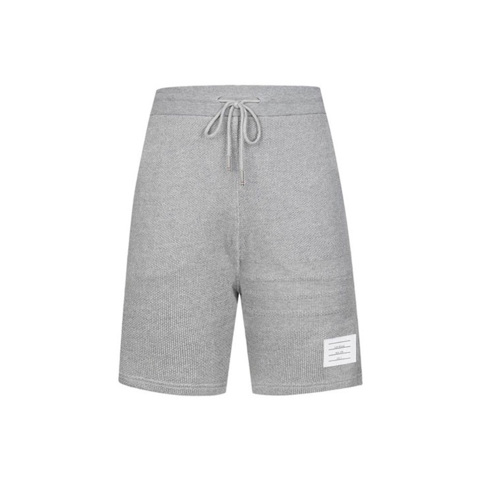 全新未使用 THOMBROWNE 四条纹饰蜂巢珠地布短裤男款灰色时尚百搭