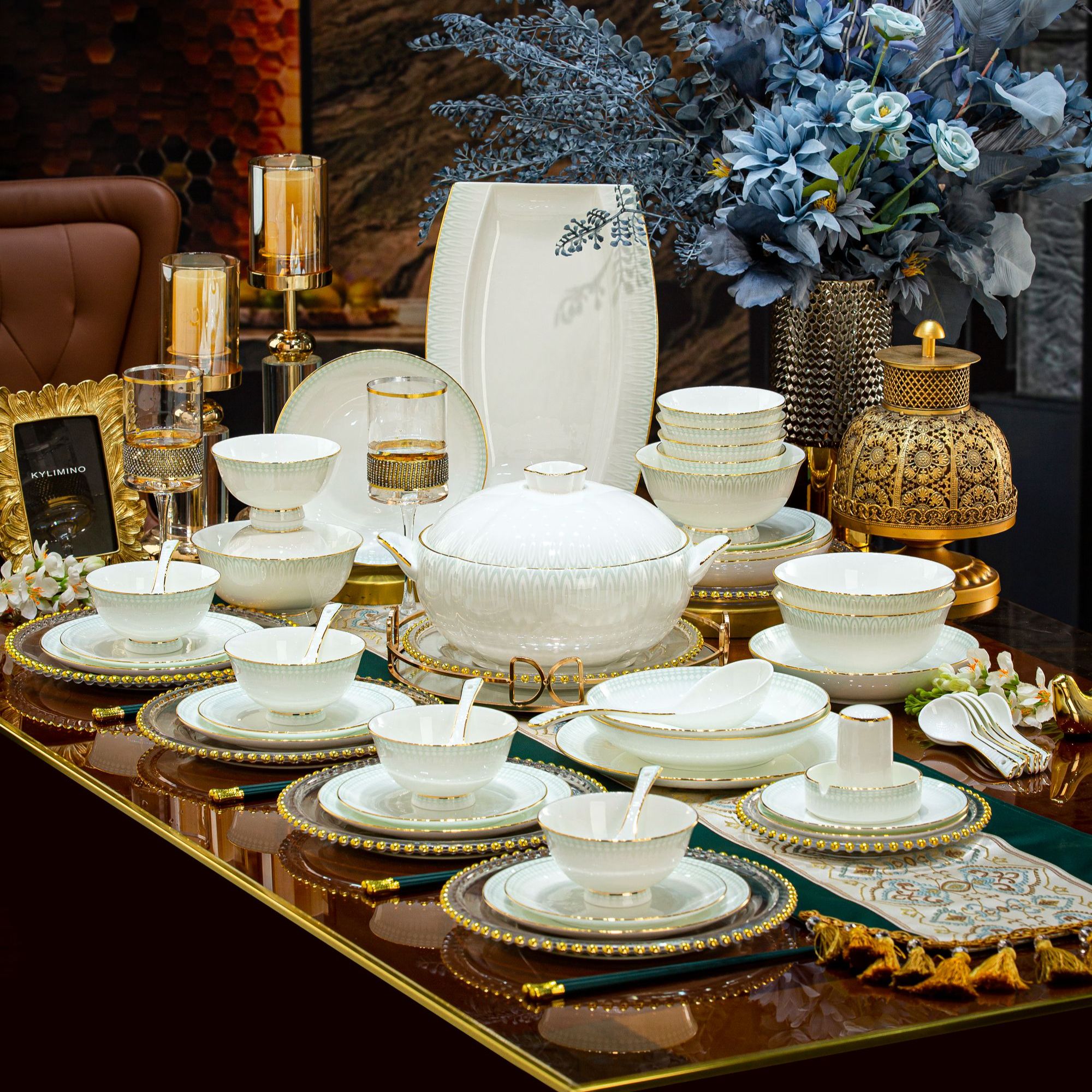 【莹华璀璨】60头景德镇餐具大套组自用送亲友热销爆款新中式碗盘