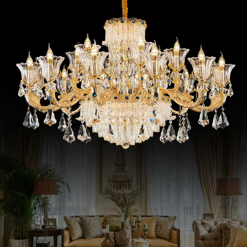 欧式K9水晶客厅大吊灯高档奢华家用餐厅卧室灯酒店别墅复式楼吊灯