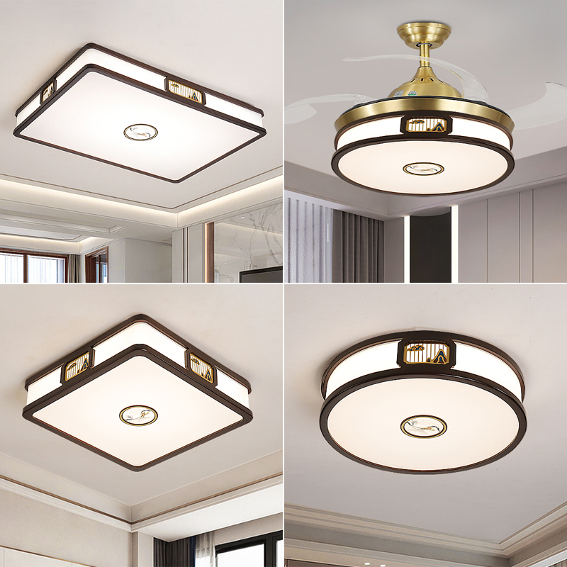 EYPHI/益菲新中式全铜花梨木全光谱护眼客厅长方形主卧方形吸顶灯