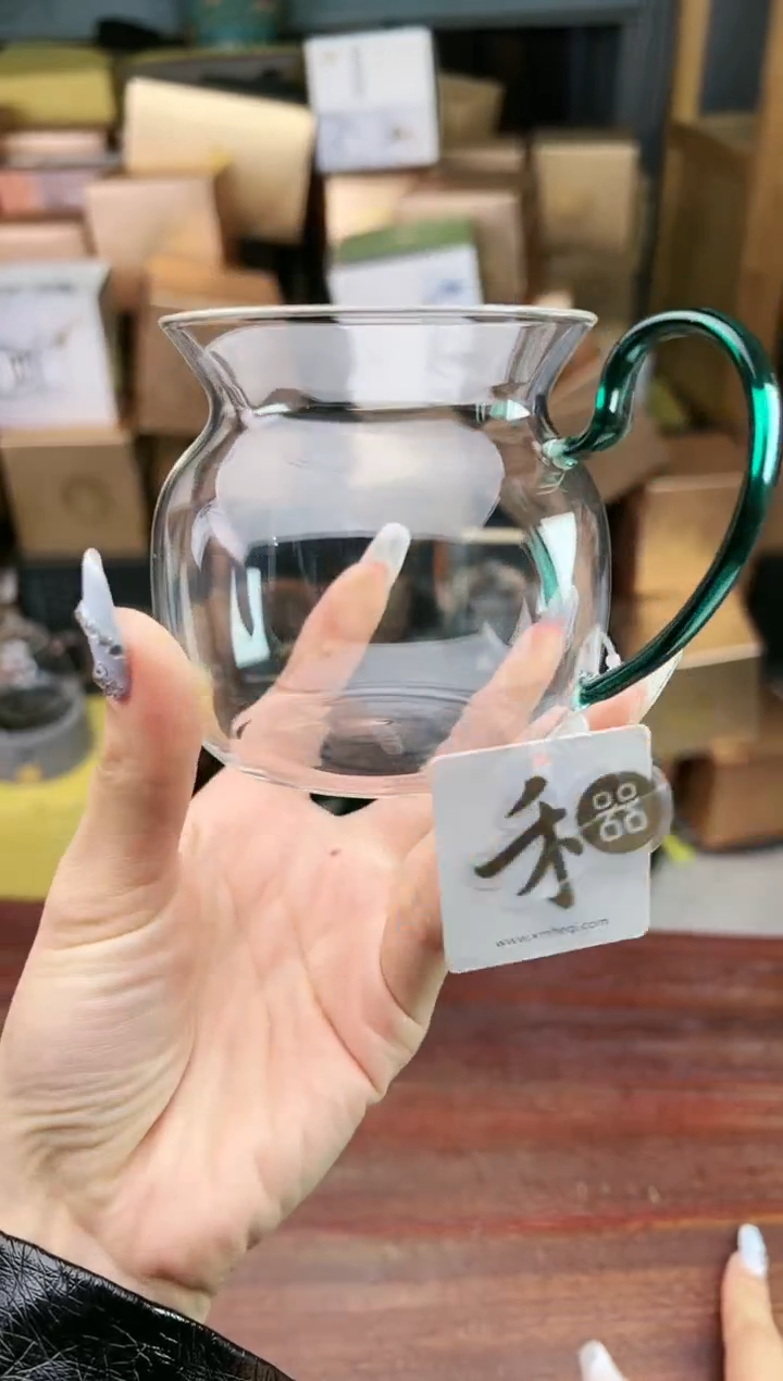 【闪购商品】玻璃茶盏@@圆满墨绿色