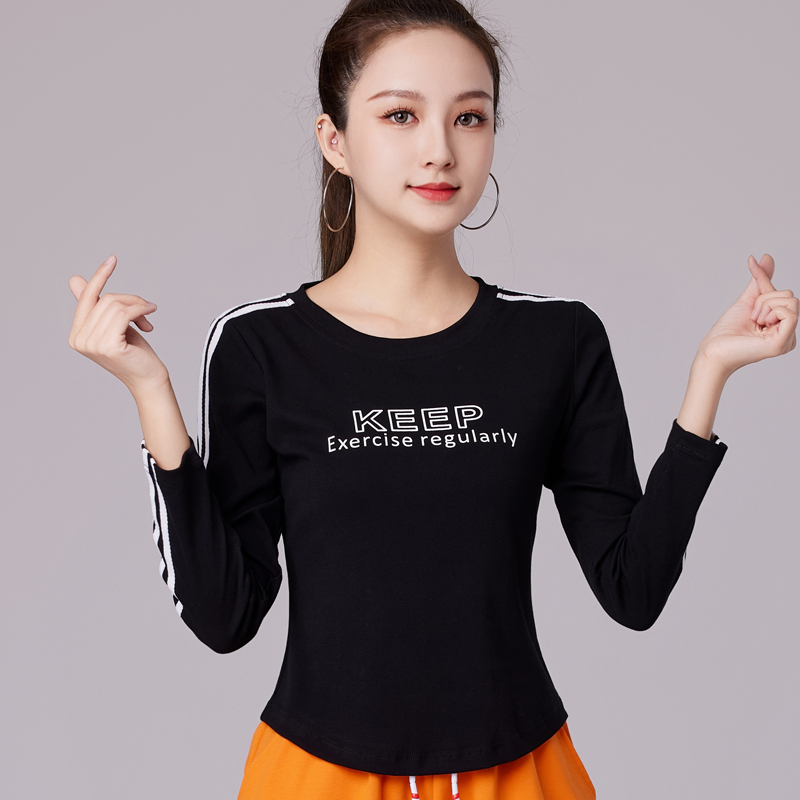 运动T恤女款爆款2023新款秋装广场舞服装洋气时尚长袖圆领打底衫