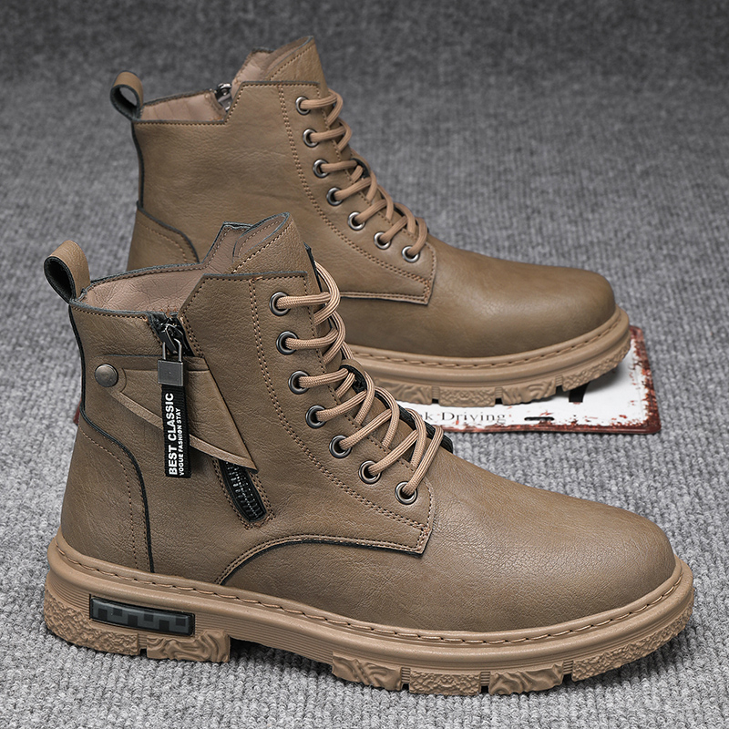 冬季休闲马丁靴男新款英伦风休闲皮靴男士户外高帮工装靴子男