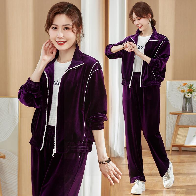 妈妈秋装时尚套装女新款中老年春秋时尚洋气外套上衣运动服两件套