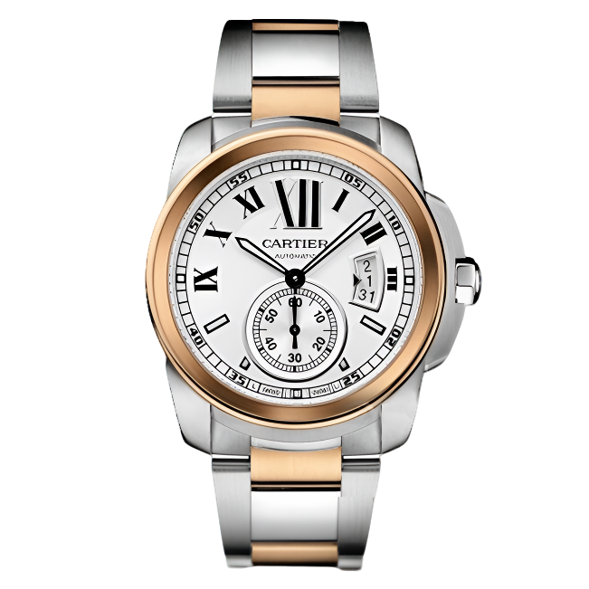 99新 Cartier/卡地亚 卡利博18K玫瑰金/W7100036/42mm/间金机械表