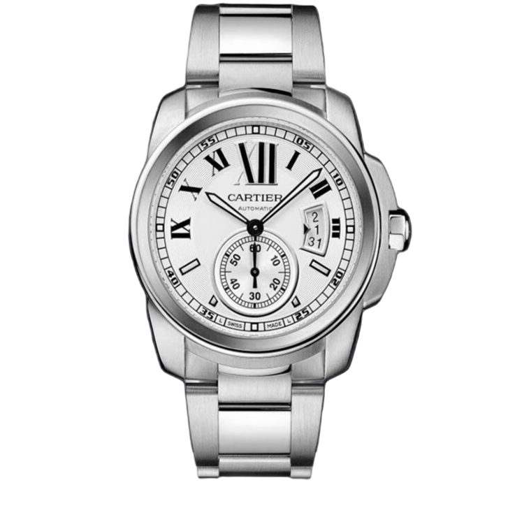99新 Cartier/卡地亚 卡利博/W7100015/42mm白盘钢带机械男款腕表