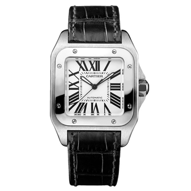99新 Cartier/卡地亚 中号山度士/W20126X8/机械男款白盘经典男表