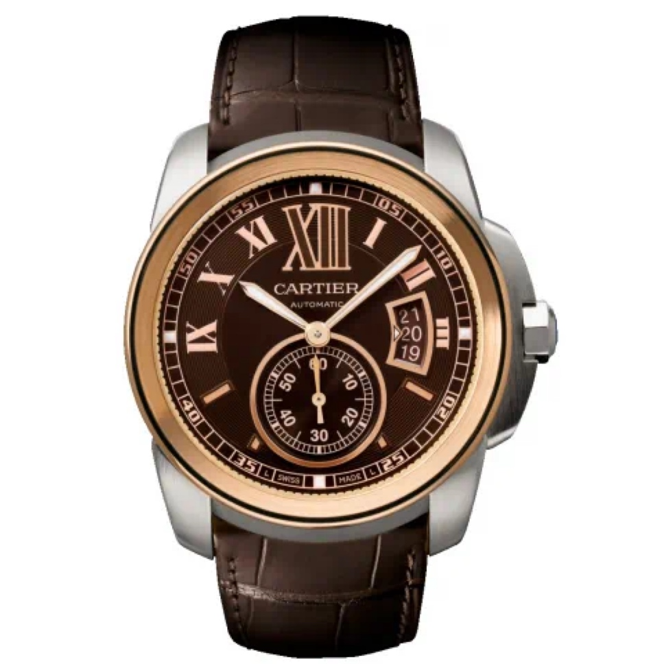 99新 Cartier/卡地亚 卡利博/W7100051/42mm咖啡盘间金机械男款表