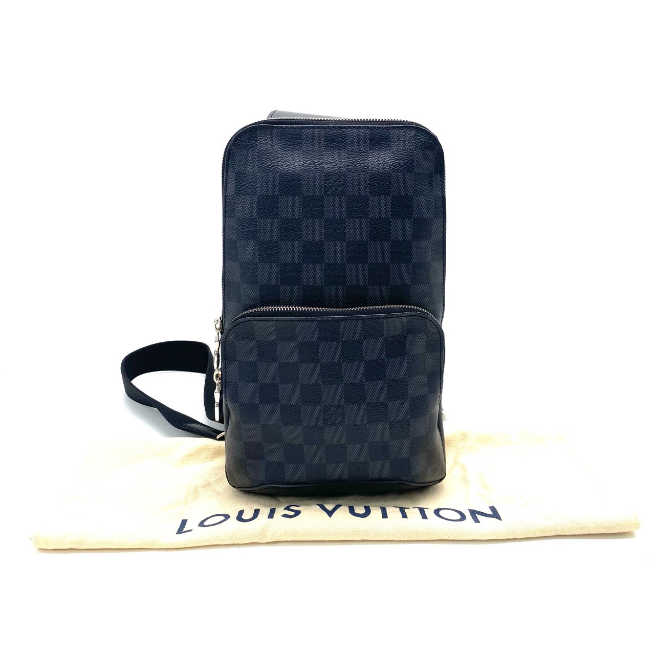 99新 LouisVuitton/路易威登 经典黑棋盘格AVENUE单肩包  尺20/31