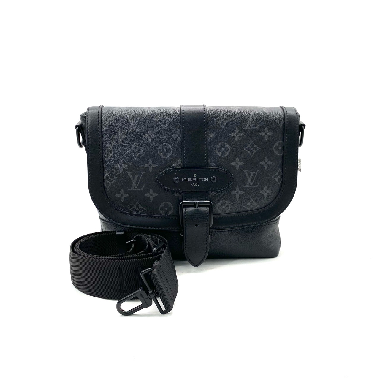 99新 LouisVuitton/路易威登 黑老花SAUMUR单扣邮差包  尺寸30/23
