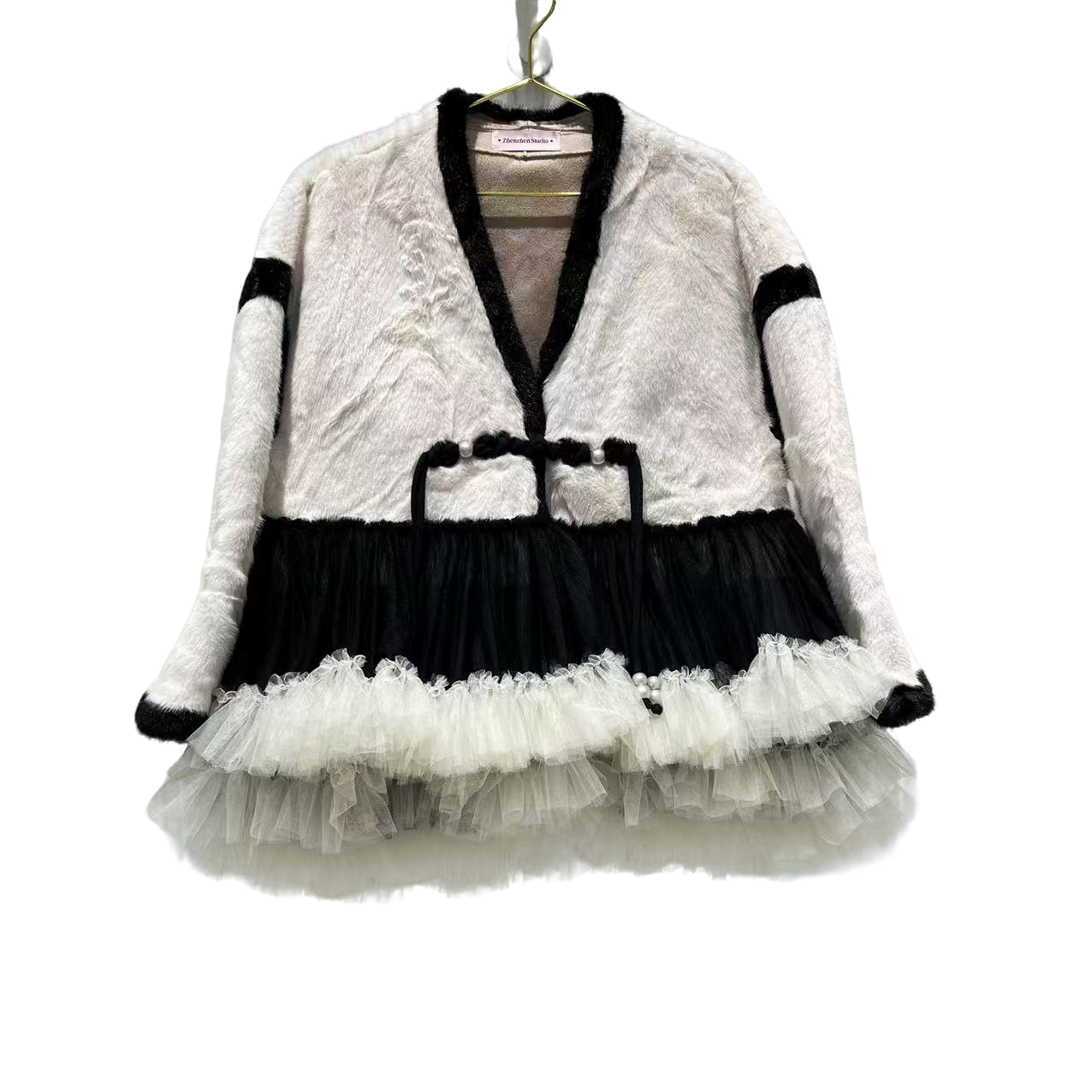 3868【珍珍优选】设计师新款拼接纱纱冬季长袖女装连衣裙