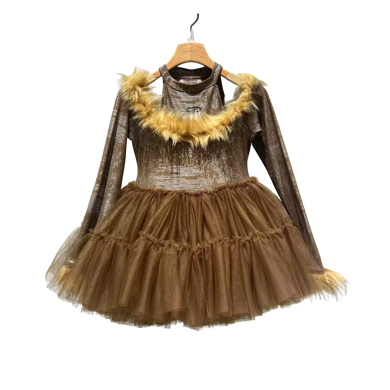 3642【珍珍优选】设计师新款拼接纱纱秋季长袖女装连衣裙