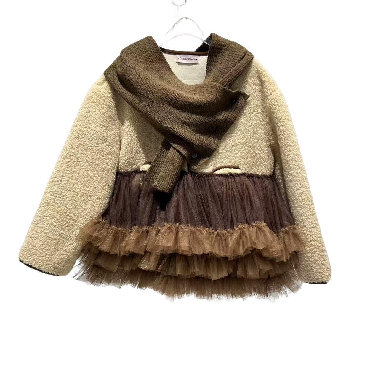 3815【珍珍优选】设计师新款拼接纱纱冬季长袖女装连衣裙